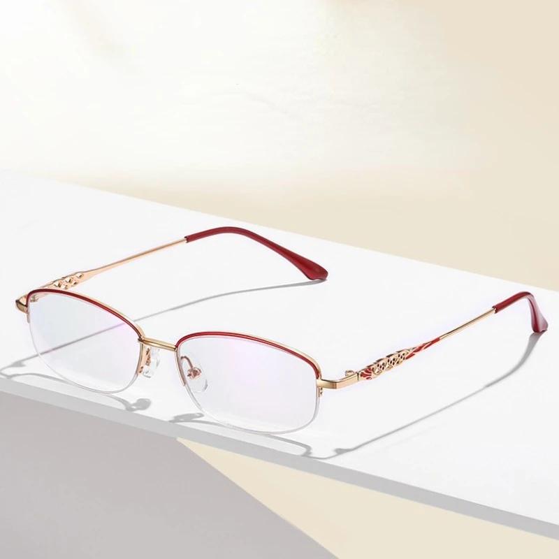 Ultra Light Fashion Anti Blue Light Presbyopia Eyewear Women New Reading Glasses Silver Frame Finished Eyeglasses 1.0~4.0