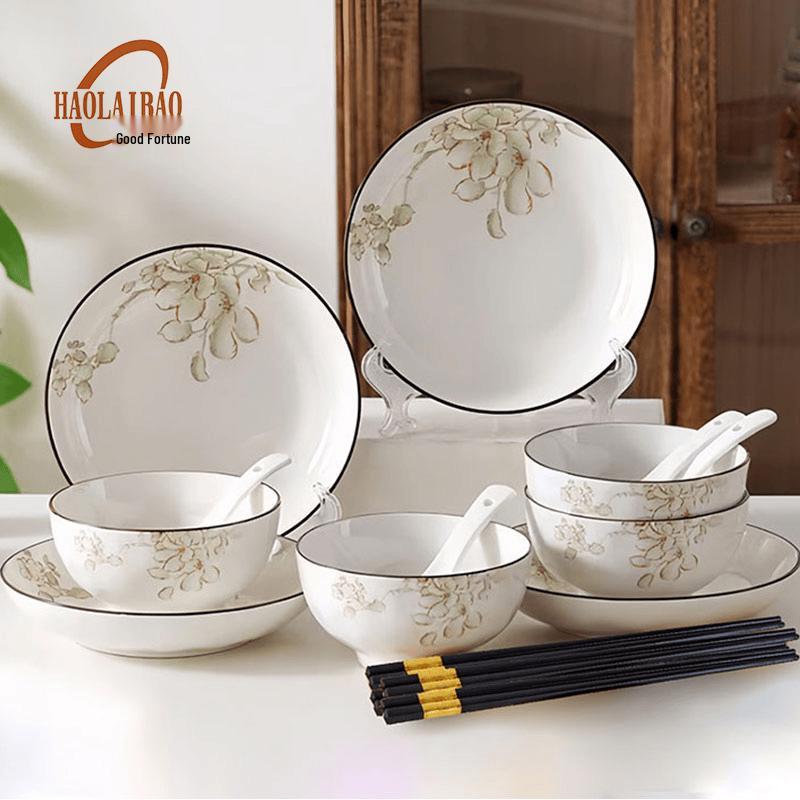 Haolaibao 16-Piece Magnolia Ceramic Dinnerware Set