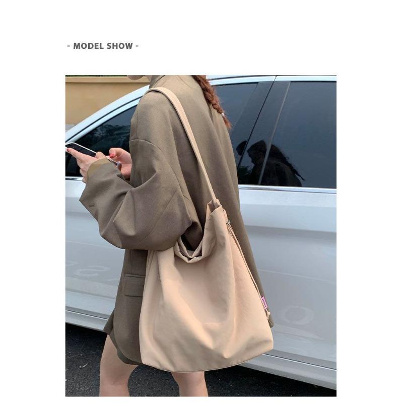 

Slack drawstring tote bag new solid color casual shoulder bag simple ins versatile commuter handbag length 40 width 15 height 36