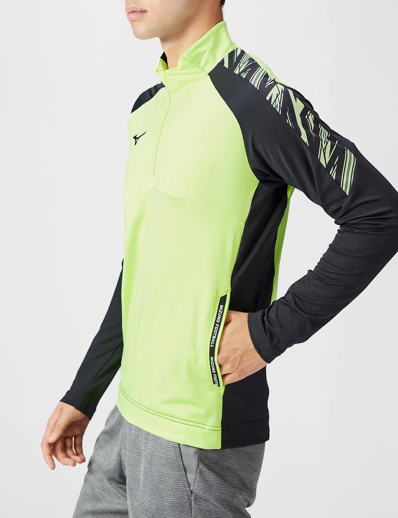 Mizuno Soccer Wear PRO Stretch Fleece Size L Shirt, Moisture-Wicking, Quick-Drying, Neolime, (P2MC2515)