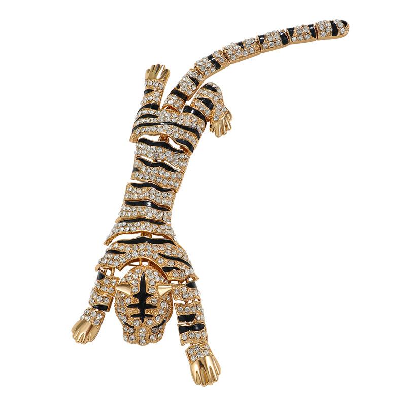 Heavy Industry Animal Tiger Brooch Large Luxury Alloy Diamond High-end Large Tiger Brooch Pin