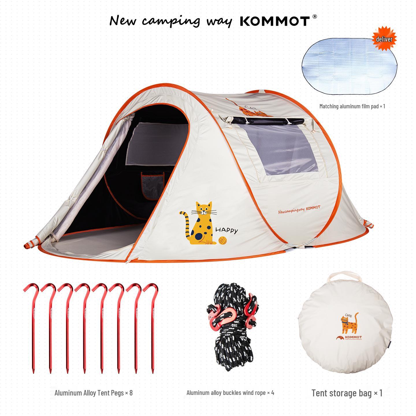 Mu Che KOMMOT Instant Automatic Tent - Black, Sun-Protected, Rain & Windproof Camping/Beach Shelter Multi-Person