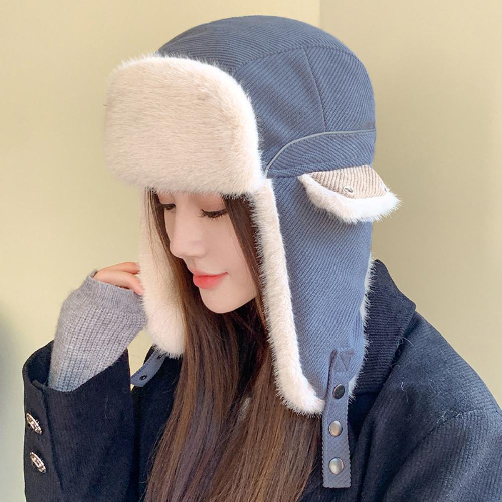 Bomber Hat Thick Warm Winter Hats for Men Women Unisex Windproof Riding Trapper Earflap Cap Male Female Russian Fur Hats