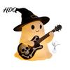Bedside Atmosphere Light Halloween Ghost Figurine with LED Light Resin Witch Hat Statue Niche Aesthetic Ornament Guitar/Book Cute Luminous Sculpture
