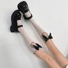Women Girl Hollow Pile Socks Lolita Lace Calf Socks Stretchable Large Bow Lace Socks Gift for Anniversary Day