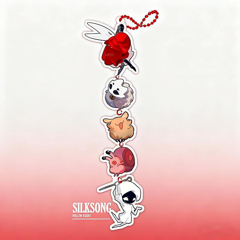 

Game Hollow Knight Silksong Hornet Cosplay Keychain Keyring Kawaii Acrylic Pendant Key Chain Bag Accessories Ornament Props бежевый