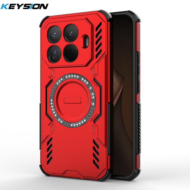 KEYSION Hollow Heat Dissipation Case for Xiaomi 15T Pro 5G Silicone+PC Magnetic Cooling Shockproof Phone Cover for Xiaomi 15T