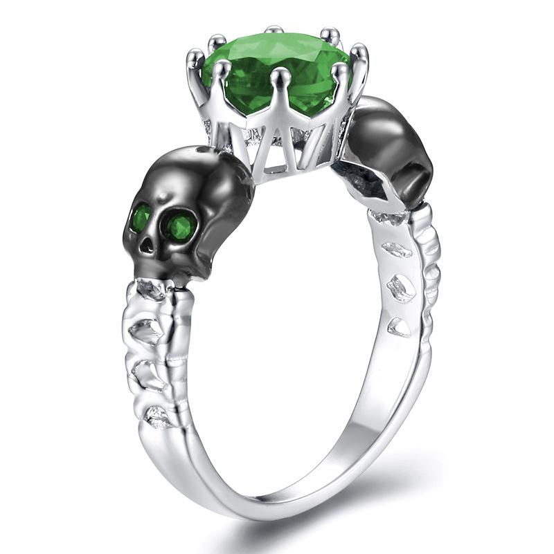 Punk Style Punk Skull Head Ring, Fashion Hip Hop 5 Color Ring, Hand Jewelry