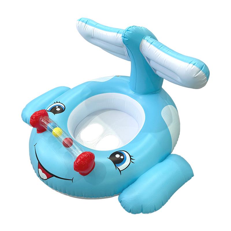 Summer Cartoon Airplane Baby Swim Ring with Handle - Anti-Rollover Design