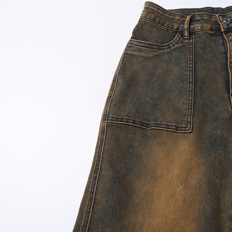 Women's American Retro Distressed Denim Patchwork Cargo Jeans - Spring 2026 Arrival