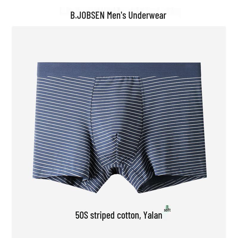 Herren Baumwolle Modal Boxershorts - Atmungsaktiv Große Größe, Gestreift Japanischer Stil für Herbst und Winter.