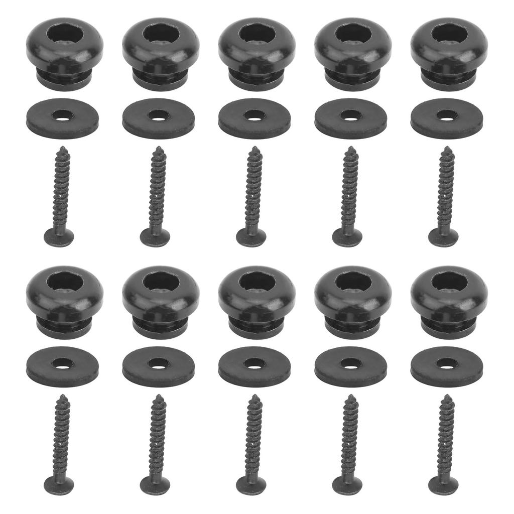 5-delat Gitarrbandslås Ändstift för Bas Ukulele Musikinstrument Periferiutrustning Svart