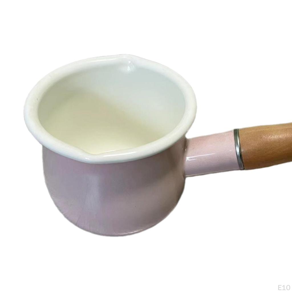 17oz Mini-Milchtopf, Kleiner Topf Suppentopf Mehrzweck-Kochgeschirr mit Holzgriff für Tee