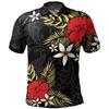 Polynesisches Muster Polohemd Herren 3D-Druck Hibiskus Plumeria Blumen Kurzarm T-Shirt Knopf Locker Hawaiianisches Revers T-Shirts