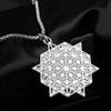 Fashion Flower of Life Metatron's Cube Pendant Necklace Mandala Handcrafted Sacred Geometry Jewelry