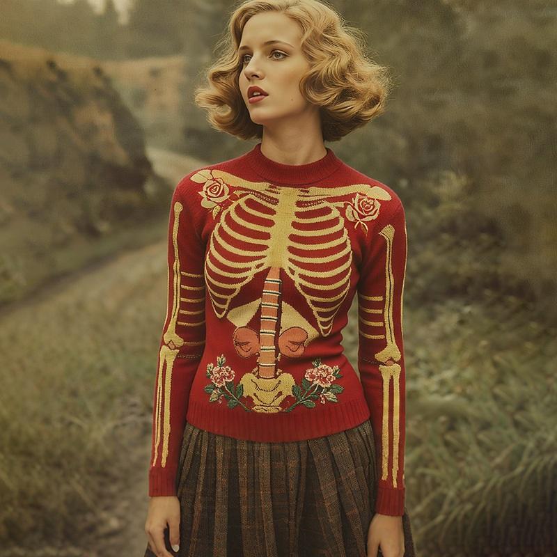 Women Crew Neck Loose Pullover Halloween 3D Digital Print Long Sleeve Casual Sweatshirt