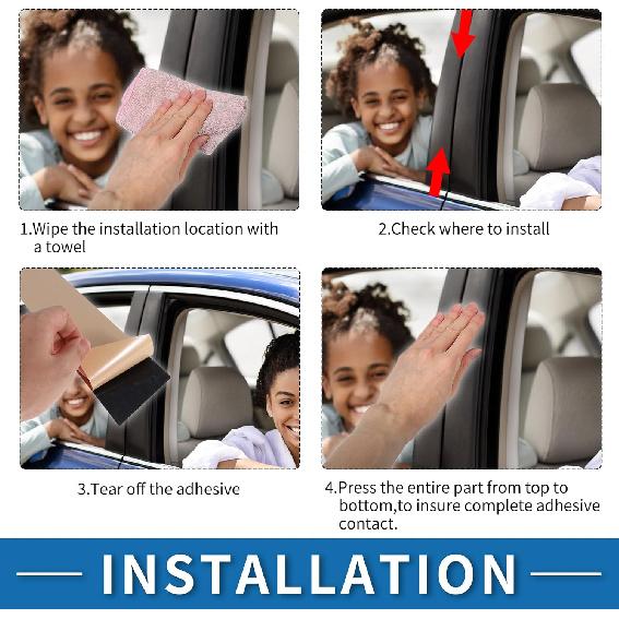 Door Pillar Window Trim Anti Scratch Sticker Pillar Posts Door Outer Exterior Cover for BMW X5 1999-2006 Black