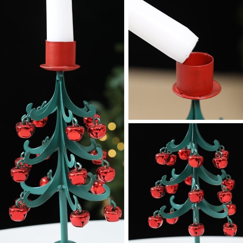 Iron Art Christmas Tree Bell Candlestick Vintage Candle Holder Christmas Decoration