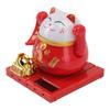 Solar Powered Waving Red Fat Cat Good Luck Wealth Welcoming Lucky Fortune Cat Home Room Office