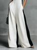Women's Fashion Black and White Cotton Linen Color Block Spaghetti Strap Jumpsuit