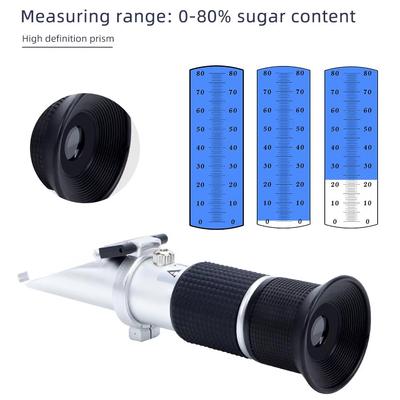 0-80% Handheld Honey Refractometer Sugar Concentration Meter 0-80% Brix Saccharimeter Tester for Honey Fruits Food Sugar ATC
