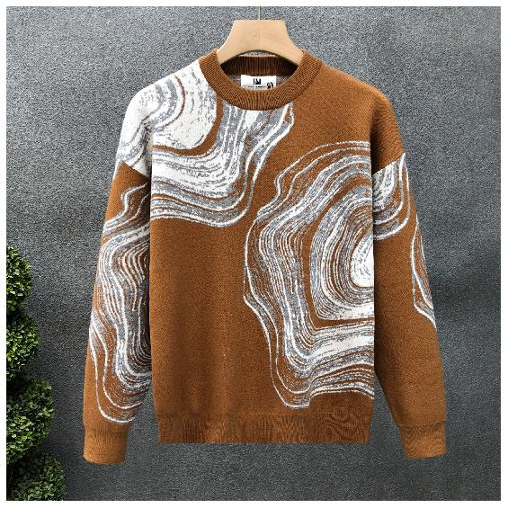 Wiosna Nowa Męska Koszula z Nadrukiem Długi Rękaw Przystojna Modna Męska Układająca się Elastyczna Bielizna Sweter Casualowy Top