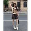 Korean chic chic fake two-piece front shoulder short-sleeved T-shirt for women's summer unique beautiful and good-looking slim top