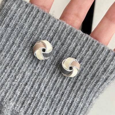 Unique Temperament Drip Glaze Rotating Stud Earrings Women Light Luxury Simple Personality Geometric Korean Version