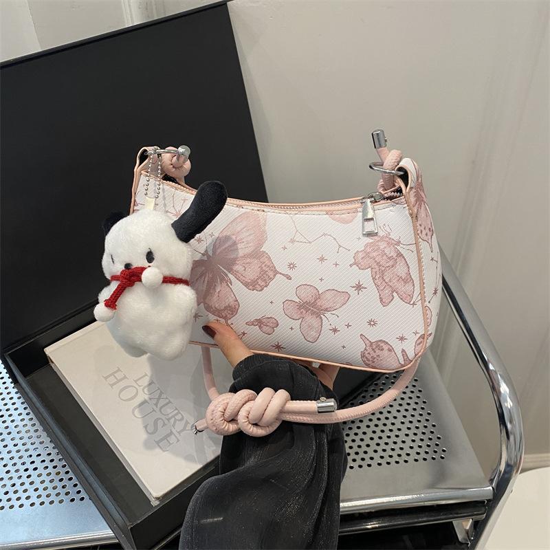 Small and Fresh Simple Underarm Bag for Women In Summer New Trendy Butterfly Printed Dumpling Bag One-shoulder Crossbody Bag Trendy