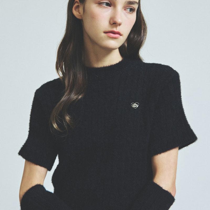 KNITTED HAIRY FUR CABLE HAND WARMERS 3COLOR