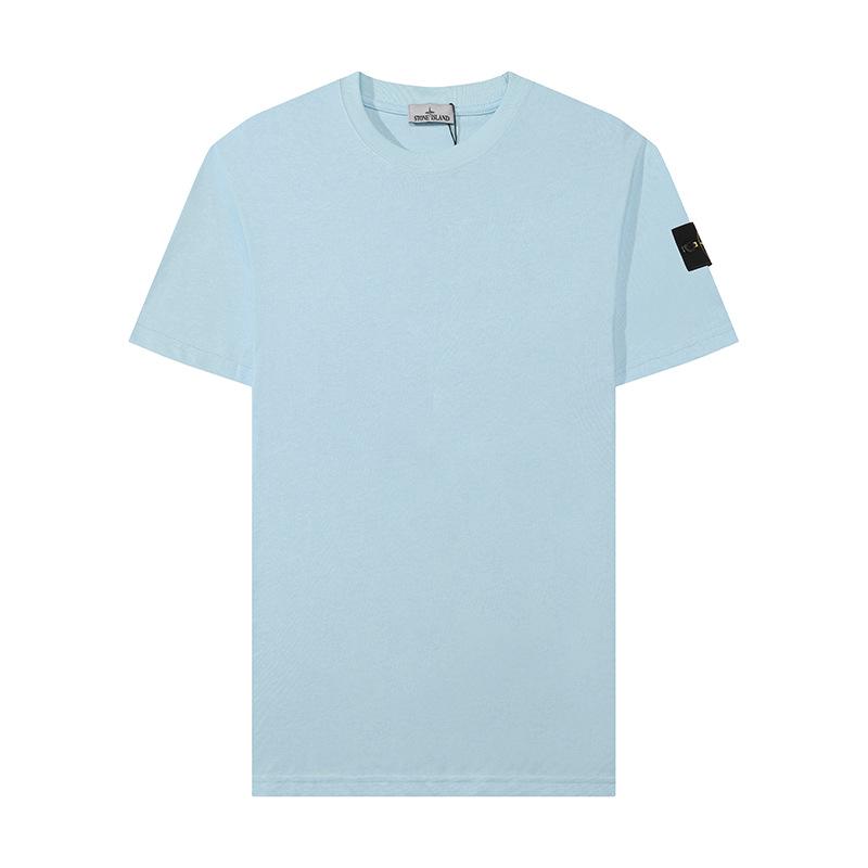 Bavlněné tričko s klasickým kulatým výstřihem v jednobarevném provedení Stone Island s nášivkou