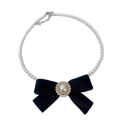 Koreanische Mode Imitation Perlen Choker Halskette für Damen Mädchen Schwarze Schleife Halskette Braut Verlobung Trend Schmuck