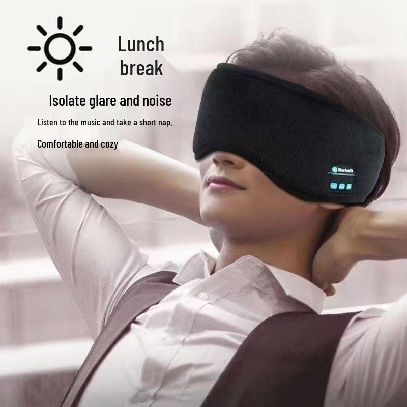 Bluetooth Sleep Mask with Headphones - Wireless, Light-Blocking, for Travel & Dorms, Answer Calls & Enjoy Music