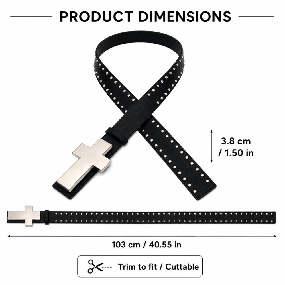 Y2K Punk Cross Belt Hip Hop Streetwear Waist Belt Rivet Studded Belt  For Men Women Jeans