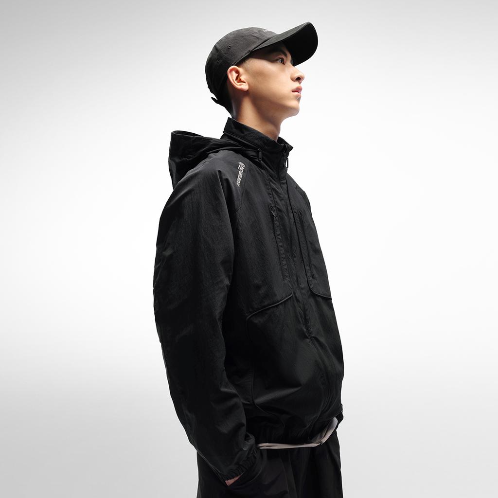 Li-Ning Outdoor CF Waterproof Windproof Reflective Detachable Hooded Jacket Men jackets Black AFDW203-4