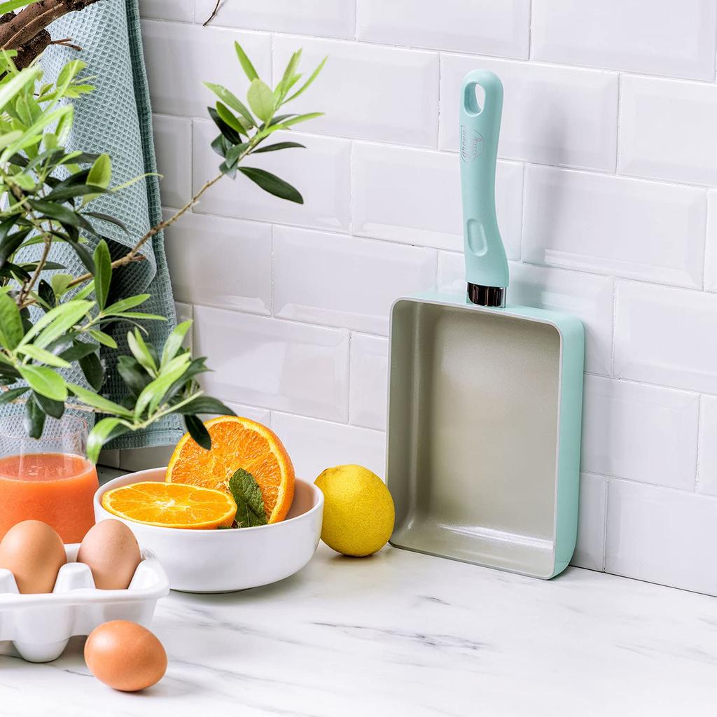 Greenpan Green Chef Omelete Indução Interior e e Fácil para Terroso Menta Verde Panela, Compatível, Exterior Revestido de Cerâmica, Antiaderente Limpo, Livre de Tóxicos,