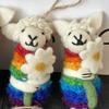 Lamb-Shaped Wool Felt Flower Keychain Ornament