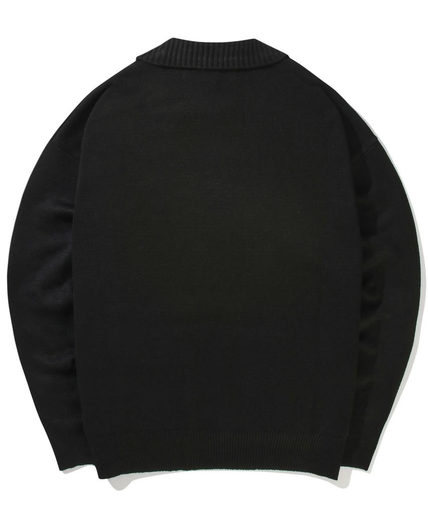 COLUMBIA UNIVERSITY 1754 Crown Over-Fit Half Sweater Black