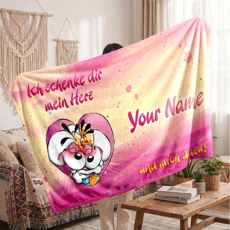 Diddl Flannel Blanket, Custom Name Text Personalized Soft Throw Blanket Home Decor Gift
