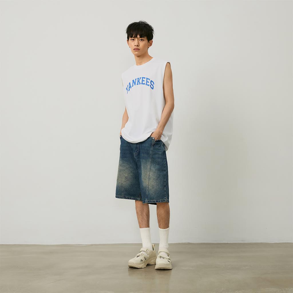 New MLB New York Yankees Tank Tops Unisex Ecru 3ATKV0143-50WHS