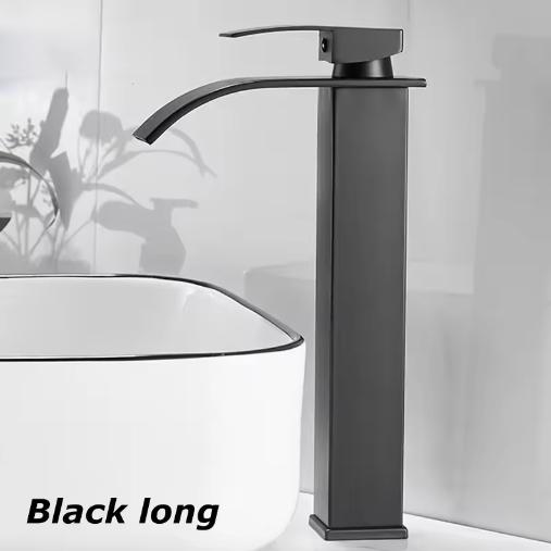 Hot And Cold Stainless Steel Waterfall Wash Basin High And Low Faucet Black Toilet Wash Basin Bathroom