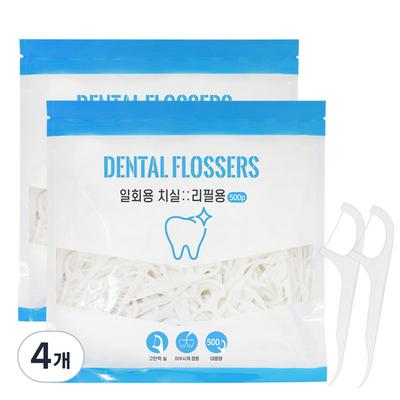 One Story Disposable Dental Floss 7.2cm, 500 Pieces, 4 Pieces
