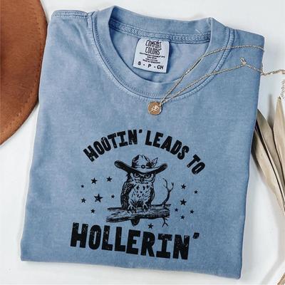Comfort Colors Hootin' Leads To Hollerin' Tee: Western Owl Graphic