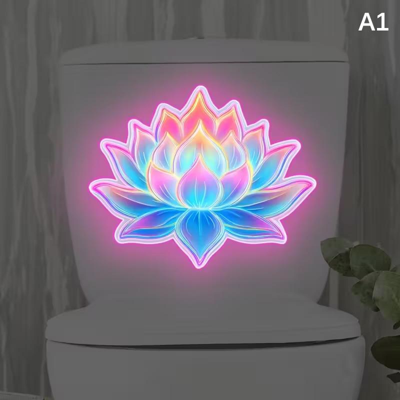 Glow-In-The-Dark Lotus Dahlia Fiets Bloem Toilet Stickers Zelfklevend Verwijderbaar Uv Nacht Decal Muurstickers Badkamer Decor