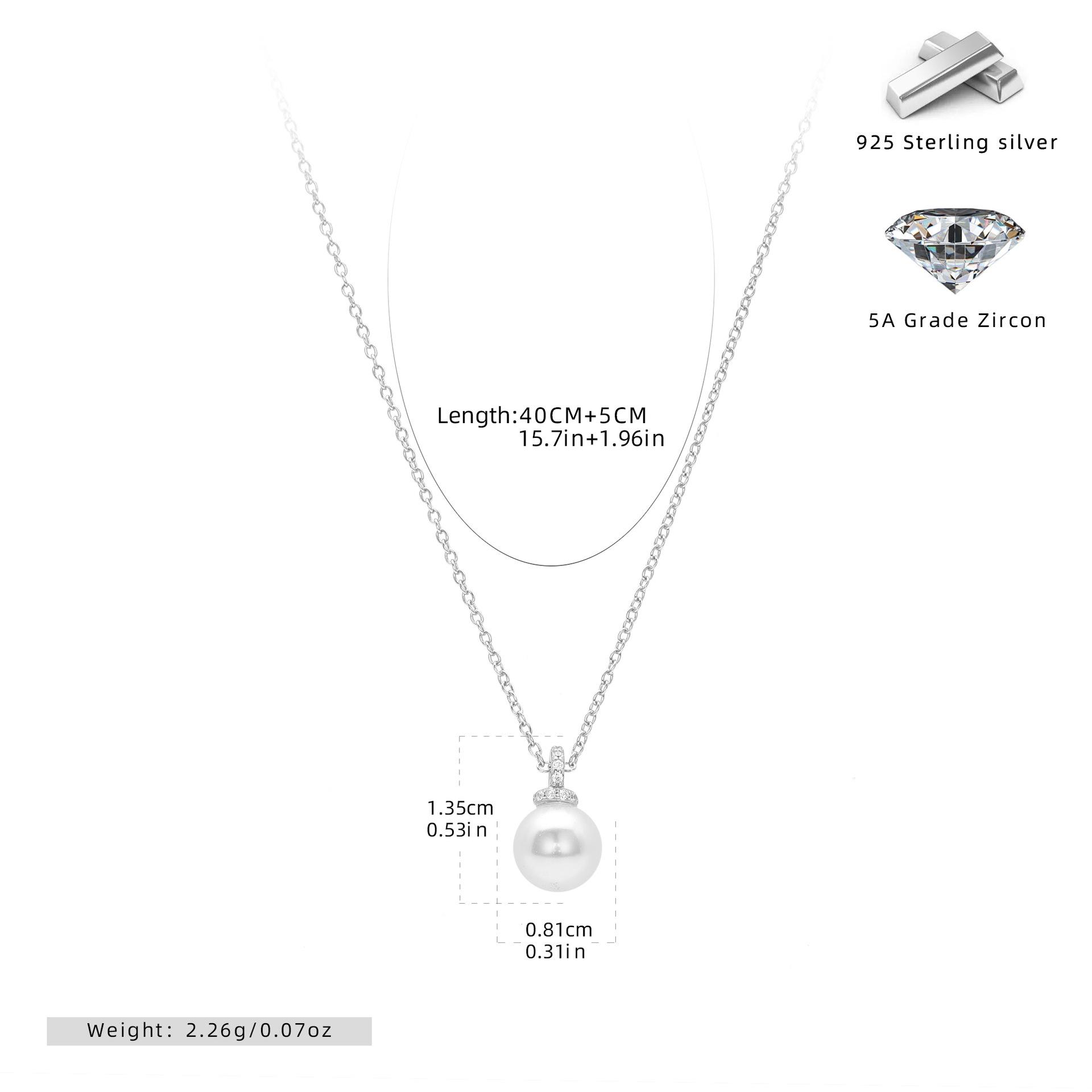 

Маленькое жемчужное ожерелье-подвеска из стерлингового серебра - Дизайн класса люкс 925 Silver