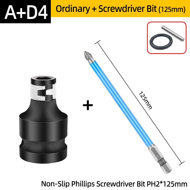 PH2 Phillips Screwdriver Bits Cross Head Magnetic 50/100/150mm Hand Tool 1/2” Square To 1/4” Hex Wrench Socket Adapter Converter