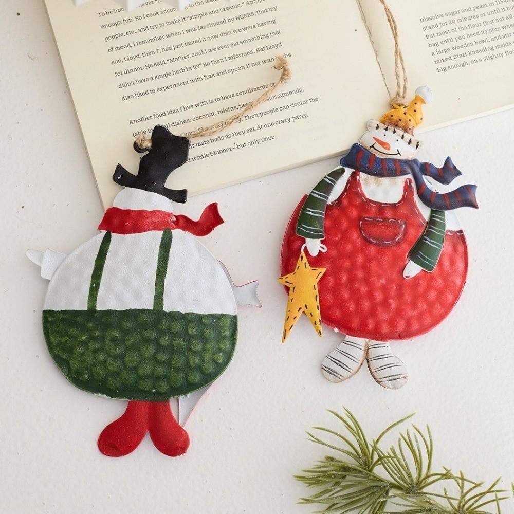 Creative Handmade Snowman Hanging Model with Lanyard Hanging Xmas Ornament Cartoon Iron Christmas Tree Decor New Year Party