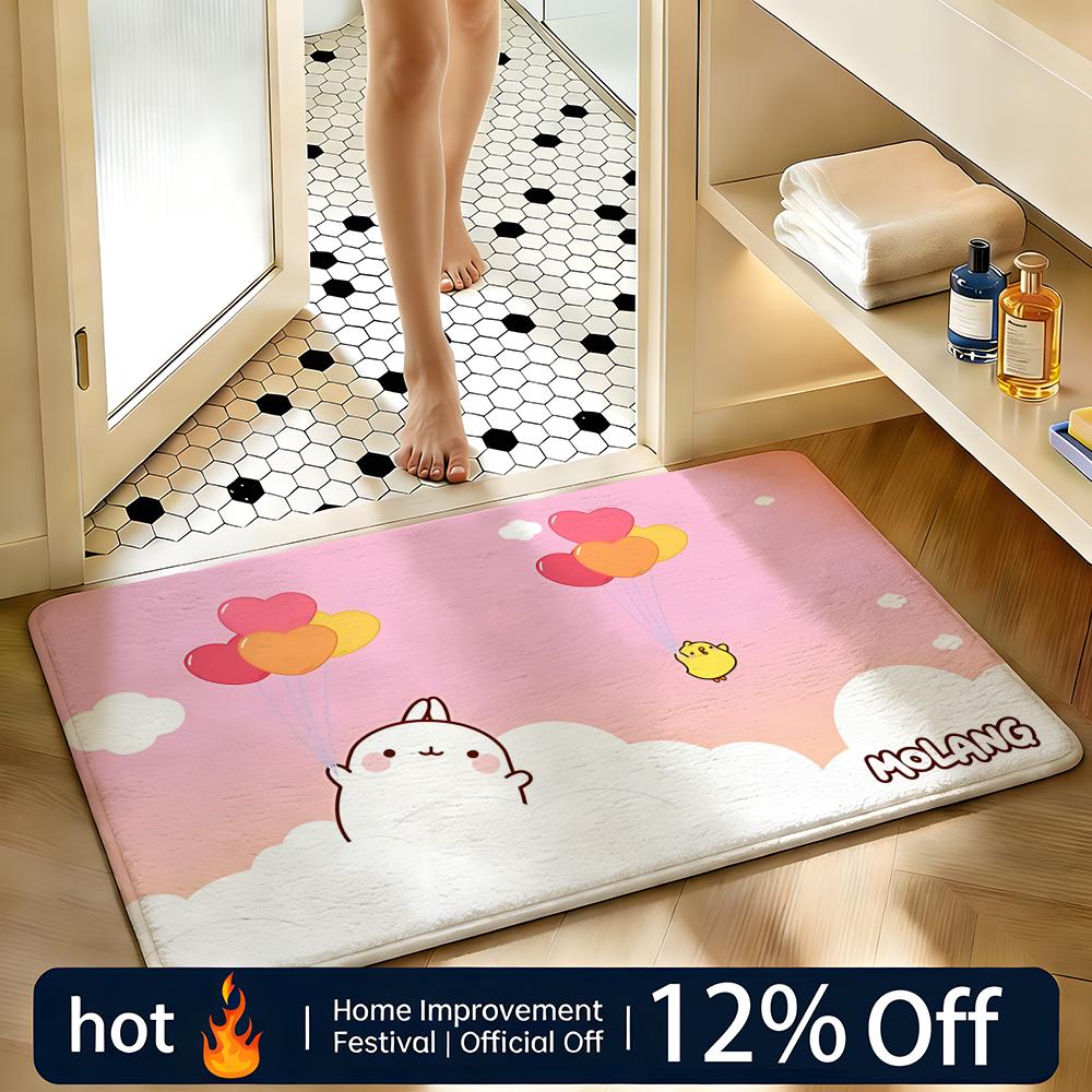 Soft Absorbent Non-Slip Rug Character Molang Floor Mat Home Decor Doormat Bedroom Floor Mat Shower Carpet