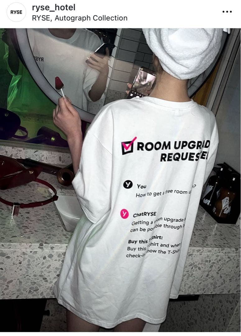 [USED] Not available in Japan, Korea RYSE HOTEL Room Upgrade Tee, XL size