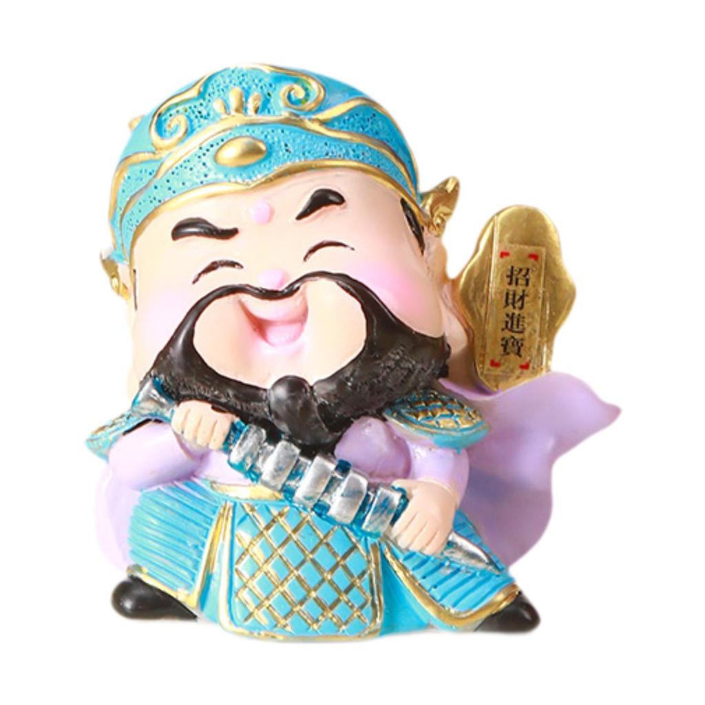 Cartoon God of Wealth Figurine Cute Decorative Tabletop Decoration Feng Shui Statue for Bookshelf Living Room Hotel Office Table